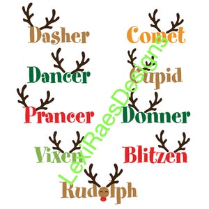 Santa&#39;s 9 Reindeer SVG