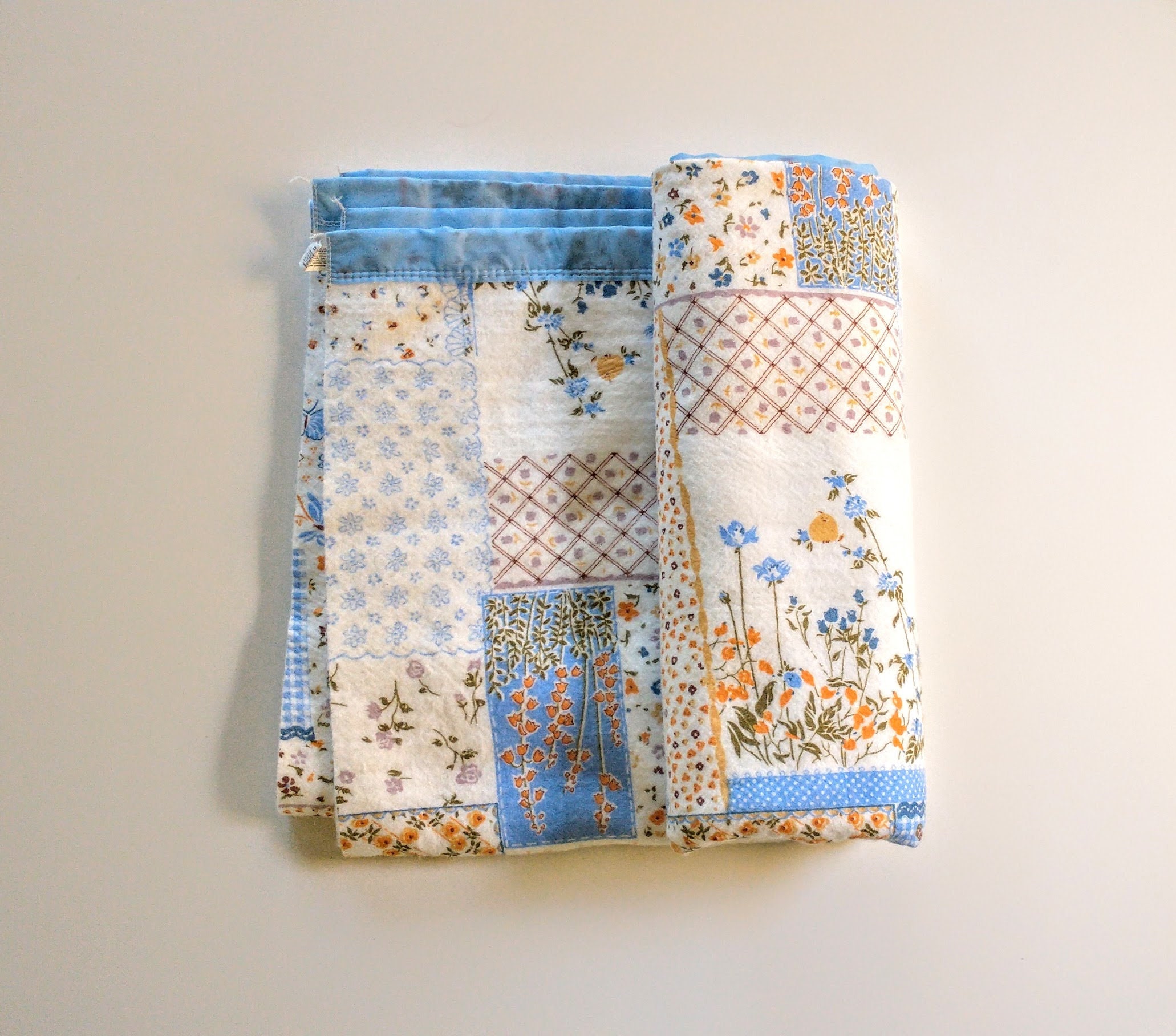 Vintage Floral Acrylic Blanket With Satin Trim Vintage Etsy