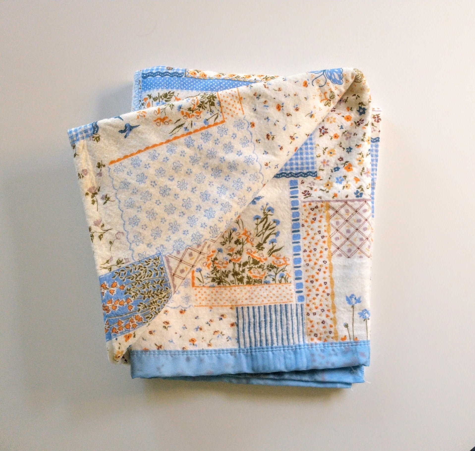 Vintage Floral Acrylic Blanket With Satin Trim Vintage Etsy