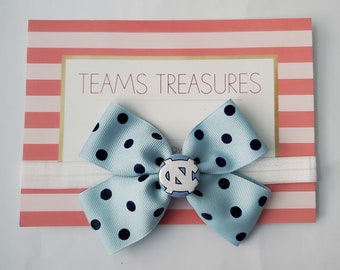 UNC Tarheels Baby Girl Boutique Bow Crocheted Headband Fits newborn adult
