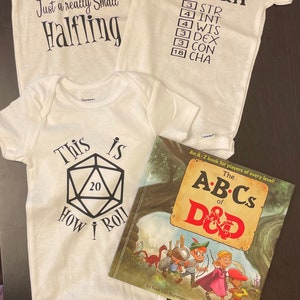 3 Pack DND Baby Onesies | Gamer | Dungeon & Dragons | ABC of D+D