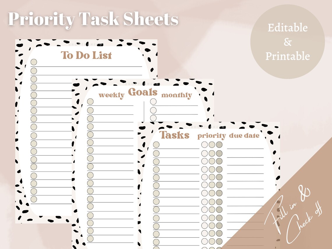Printable Priority Task Sheet - Editable PDF Download Daily to Do Sheet ...