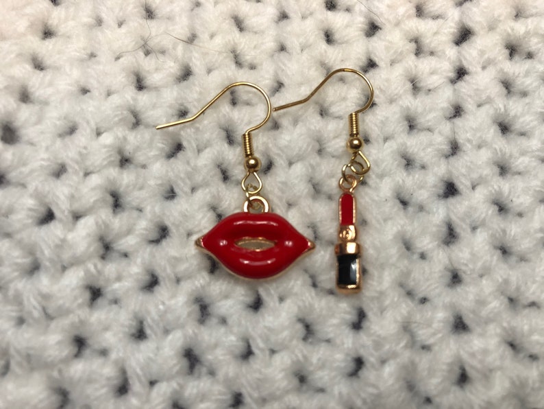 Lipstick and Lips Earrings Etsy