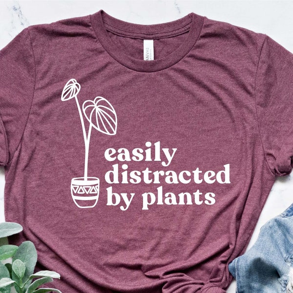 Easily Distracted By Plants Shirt | Plant Lover | Gift for Mom | Graphic Plant Tee