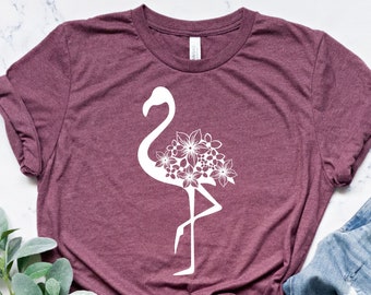 Floral Flamingo Shirt, Flamingo Shirt, Flamingo Silhouette Shirt, Nature Lover, Flamingo Silhouette