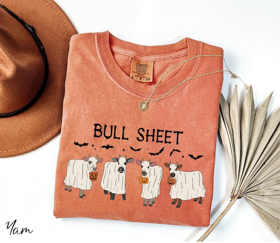 Comfort Colors® Bull Sheet Shirt, Halloween Ghost Cow Shirt, Spooky Cow Shirt, Halloween Gift, Funny Halloween Shirt, Spooky Season Shirt