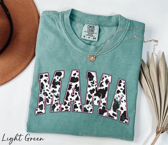 Comfort Colors® Mama Pink Cow Shirt, Western Mama Shirt, Funny Mama Tee, Country Mom Shirt, Retro Mama Tee, Gift for Mom, Cowgirl Mom Shirt