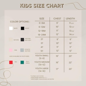 a child's size chart for a child's size chart