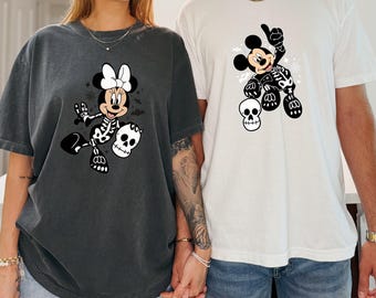 Mickey & Minnie Skeleton Costume Matching Shirts, Disney Couples Shirt, Comfort Colors® Disneyland Vacation Shirt, WDW Halloween Shirts