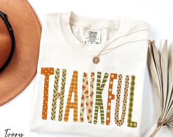 Retro Thankful Shirt, Comfort Colors® Vintage Thankful Tee, Thanksgiving Shirt, Fall Vibes Shirt, Family Thanksgiving Gift, Fall Clothing