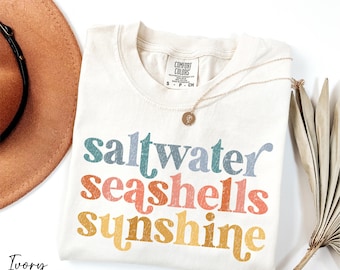 Comfort Colors® Saltwater Seashells Sunshine Shirt, Beach Vibes Shirt, Summer Shirt, Vacation Mode Shirt, Holiday Shirt,  Summer Vibes Shirt