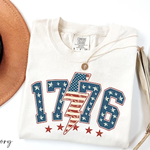 Comfort Colors® 1776 Shirt, America 1776 Shirt, 4th of July Shirt, Freedom Shirt, American Flag Shirt, Retro USA Shirt, Fourth of July Shirt