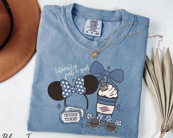 Comfort Colors® Literally Just a Girl Cruise Shirt, Disney Cruising Shirt, Cruise Lover Shirt, Disney Vacation Shirt, Minnie Mouse Shirt