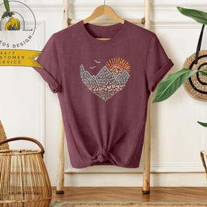 Mountains Heart Shirt | Adventure Awaits Shirt | Floral Mountains Shirt | Great Outdoors Shirt | Wanderlust Shirt | Family Camp Shirts immagine 4