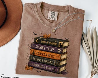 Halloween Books Shirt, Spooky Vibes Shirt, Bookish Halloween Shirt, Comfort Colors® Book Club Apparel, Librarian Shirt, Spooky Books Shirt