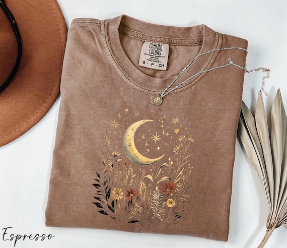 Comfort Colors® Celestial Moon Shirt, Floral Moon Shirt, Night Sky Shirt, Astronomy Shirt, Space Shirt, Spiritual Moon Tee, Moon Lover Gift