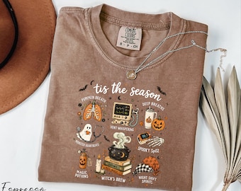 Tis The Season Shirt, Respiratory Halloween Shirt, Comfort Colors® Spooky Season Shirt, Halloween Vibes Shirt, Respiratory Nurse Shirt