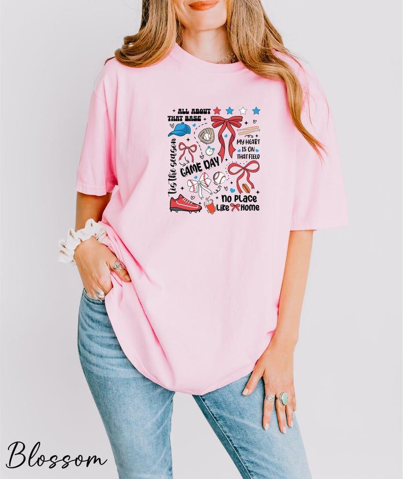 a woman wearing a pink shirt and jeans