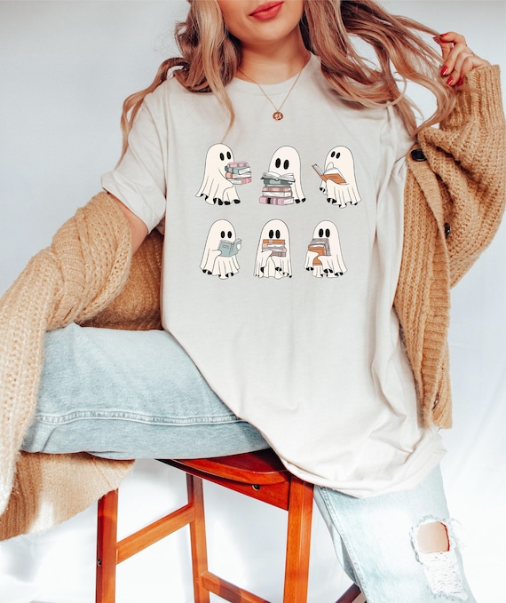 Ghost Reading Books Shirt, Halloween Ghost Shirt, Teacher Halloween Shirt, Librarian Shirt, Cute Halloween, Halloween Sweatshirt