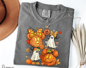 Mickey and Minnie Pumpkin Shirt, Disney Halloween Trip Shirt, Disneyland Vacation Shirt, WDW Pumpkin Season Gift Comfort Colors®
