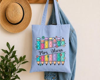 Personalized Teacher Tote Bag, Custom Teacher Bag, Teacher Appreciation, Back to School Gift, Teacher Gifts