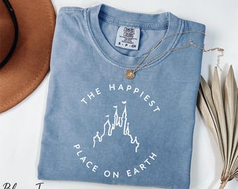 Comfort Colors® The Happiest Place On Earth Shirt, Magic Kingdom Shirt, Disneyland Vacation Shirt, WDW Magical Castle Shirt, Disney Shirt