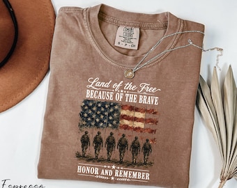 US Army Shirt, Land of the Free Shirt, USA Flag Shirt, Comfort Colors® Military Shirt, 4th of July Shirt, USA Honor and Remember Shirt