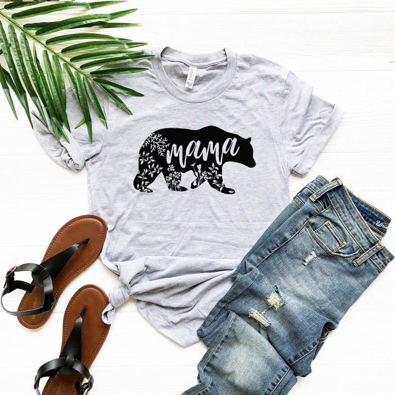 Mama Bear Shirt, Floral Mama Bear Shirt, Cute Mom Shirt, Mom-Life Shirt, Mother's Day Gift, Gift For Mothers image 3
