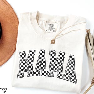 Comfort Colors® Mama Checkered Shirt, Rocker Mama Shirt, Grunge Mama Shirt, Gift for Mom, Mother's Day Gift, Retro Mama Shirt, Mama Shirt image 1