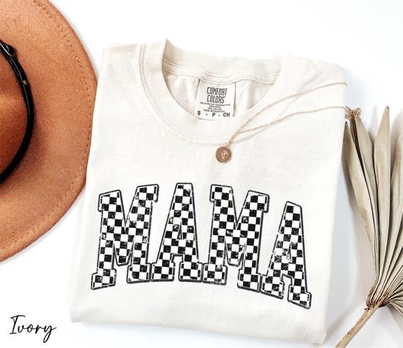Comfort Colors® Mama Checkered Shirt, Rocker Mama Shirt, Grunge Mama Shirt, Gift for Mom, Mother's Day Gift, Retro Mama Shirt, Mama Shirt
