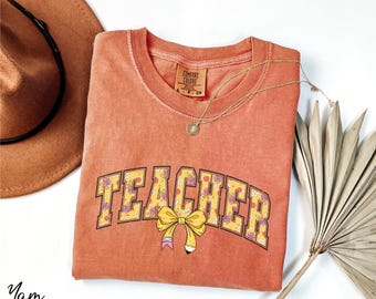 Comfort Colors® Teacher Shirt, Yellow Coquette Teacher Shirt, Teacher Appreciation Shirt, Teacher Gift, Gift for Her, Cute Teacher Shirt