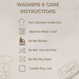 the instructions for washing and care instructions