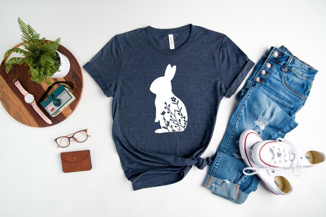 Floral Rabbit Shirt, Bunny Shirt, Easter Shirt, Nature Lover, Rabbit ...