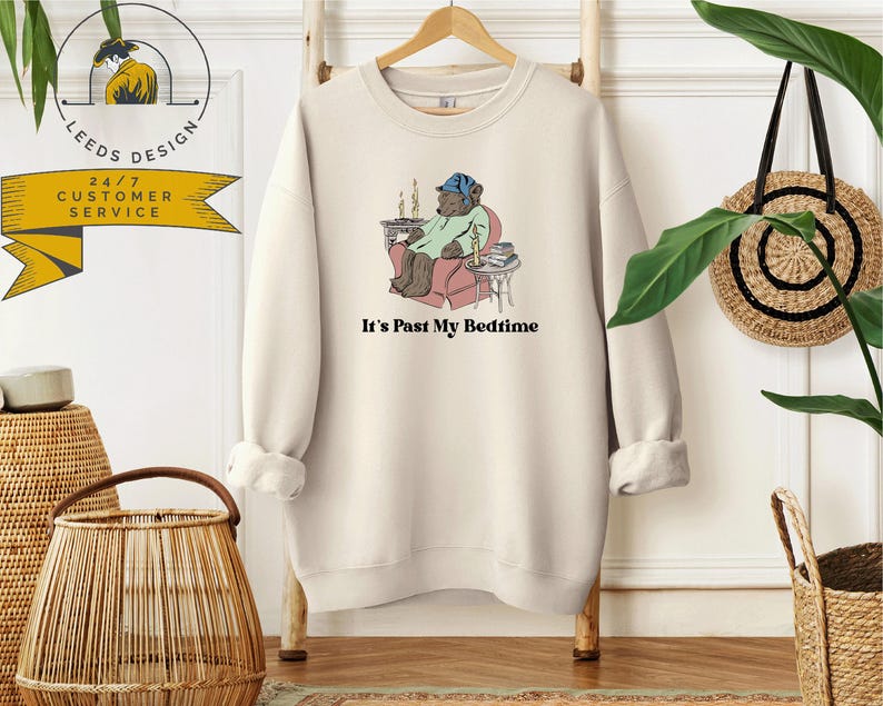 Sudadera "Ya es hora de dormir" / Sudadera "Oso dormilón" / Sudadera moderna estilo Y2K / Sudadera con meme divertido / Sudadera para amantes de los libros imagen 4