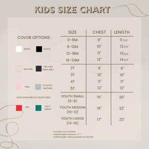 a child's size chart for a child's size chart