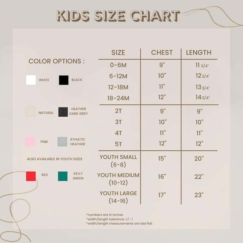 a child's size chart for a child's size chart