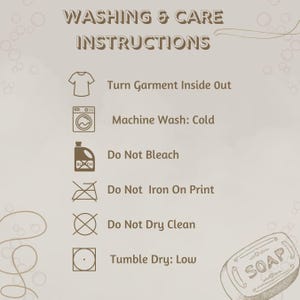 the instructions for washing and care instructions