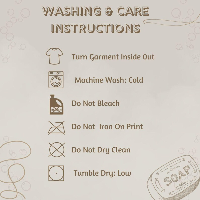 the instructions for washing and care instructions