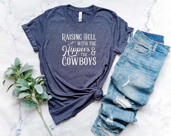 Chemise Raising Hell With The Hippies And The Cowboys, chemise Cody Jinks, chemise musique country, chemise country Cody Jinks