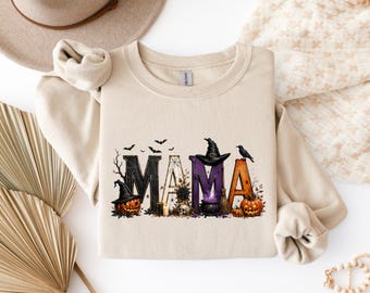 Spooky Mama Sweatshirt, Halloween Mama Crewneck, Spooky Season Gift, Halloween Party Sweater, Family Halloween Sweatshirt