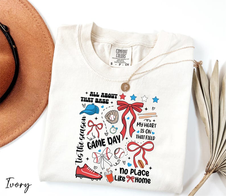 a hat, sunglasses, and a t - shirt with the words game day on