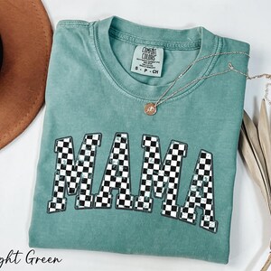 Comfort Colors® Mama Checkered Shirt, Rocker Mama Shirt, Grunge Mama Shirt, Gift for Mom, Mother's Day Gift, Retro Mama Shirt, Mama Shirt image 2