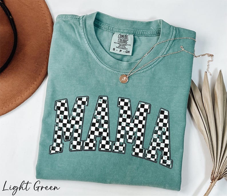 Comfort Colors® Mama Checkered Shirt, Rocker Mama Shirt, Grunge Mama Shirt, Gift for Mom, Mother's Day Gift, Retro Mama Shirt, Mama Shirt image 2