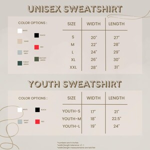 a poster showing different types of clothing and sizes