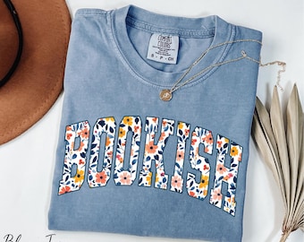 Comfort Colors® Bookish Shirt, Book Lover Shirt, Floral Bookish Tee, Librarian Outfits, Bookworm Gifts, Retro Bookish Shirt, Reader Shirt