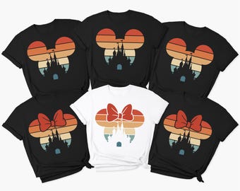 Mickey and Minnie Ear Shirt, Disney Castle Shirt, Disneyland Sunset Vibes Couple T-Shirt, Disney Trip Gift