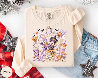 Minnie & Daisy Halloween Long Sleeve, WDW Literally Just A Girl Tee, Comfort Colors® Disneyland Girls Halloween Long Sleeve, Halloween Gift