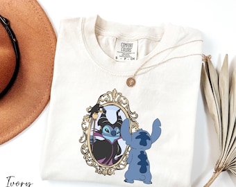 Comfort Colors® Stitch Maleficent Shirt, Disney Halloween Gift, Stitch Halloween Shirt, Disney Villains Shirt, Stitch Maleficent Costume Tee