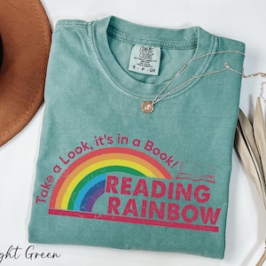 Comfort Colors® Take a Look It's in a Book Shirt, Reading Rainbow Shirt, Book Lover Tee, Funny Bookish Shirt, Librarian Tee, Book Club Shirt