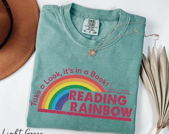Comfort Colors® Take a Look It's in a Book Shirt, Reading Rainbow Shirt, Book Lover Tee, Funny Bookish Shirt, Librarian Tee, Book Club Shirt